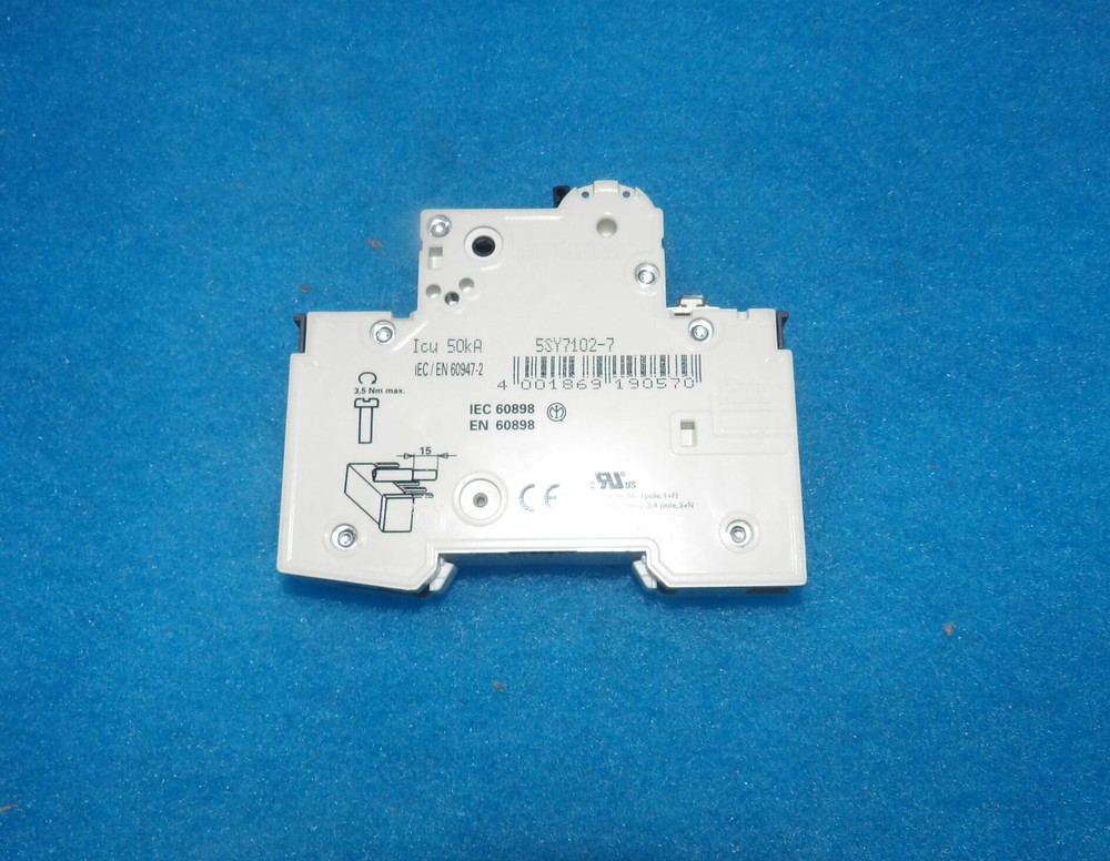 SIEMENS 5SY7102-7 Single Pole 230-400V, 15KA C Curve, 2A Breaker + 1 Year War…