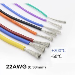 22AWG 0.33mm² Flexible Silicone Cable, HIGH TEMP 200℃, 0.08mm Tinned Copper Wire