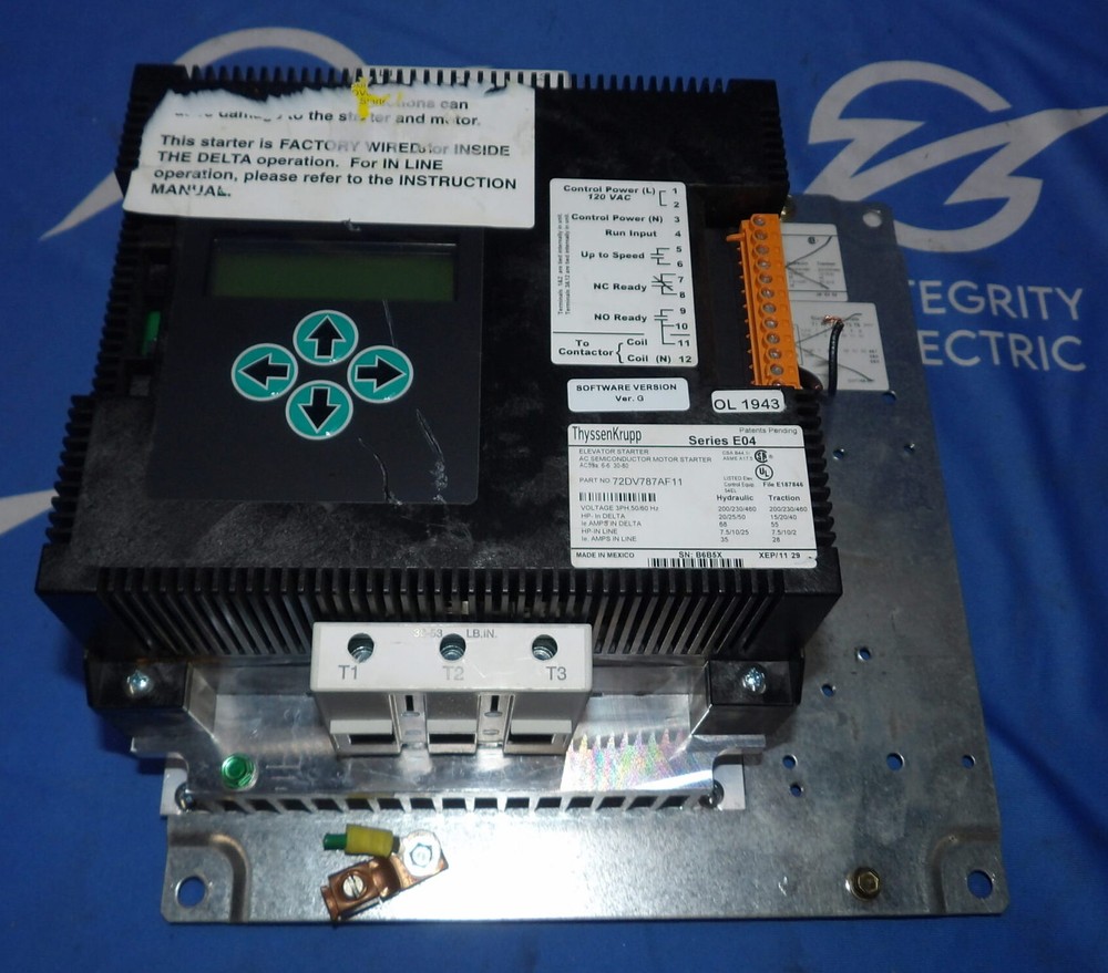 Siemens ThyssenKrupp SFIM-72DV0-0407 Elevator Class 72DV Starter + 1 Year War…