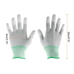 6 Pairs ESD Anti Static Gloves 20cm Overlock Edge PC Gloves(Medium), Green