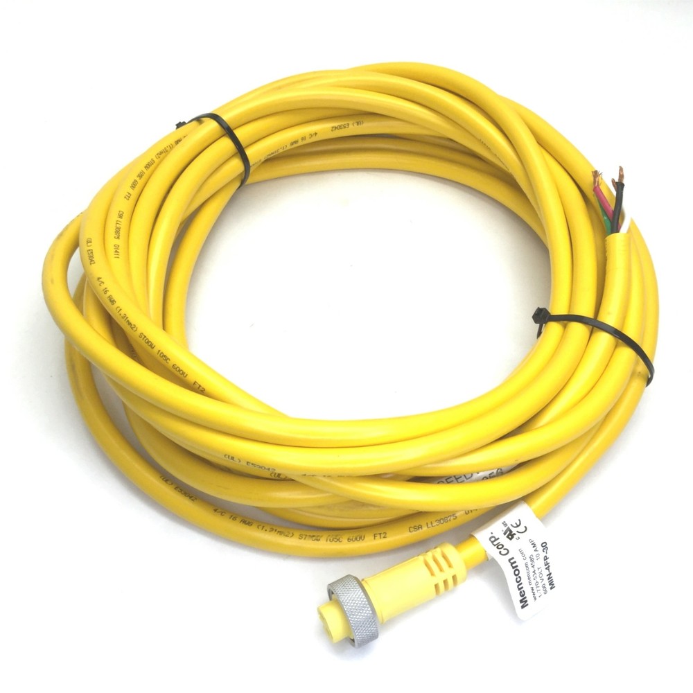 Mencom MIN-4FP-30 Sensor Cordset, MIN Size, Length: 30′, 4-Pin Female