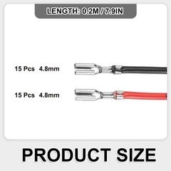 30Pcs Female Spade Crimp Terminal 4.8mm 20cm Wires