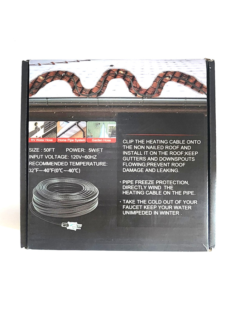 50FT Self Regulating Pipe Heating Cable Heat Tape Freeze Protection 120V – OB