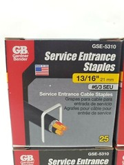 Lot of 6 Boxes of 25 Gardner Bender Service Entrance Staples GSE-5310 13/16″