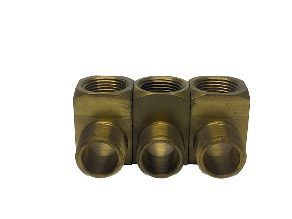 (3) NOS Parker 3/4” MNPT x 3/4” FNPT Brass Street Tee Pipe Fittings 2225P-12