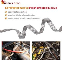 Tinned Copper Wire Shielding Sleeve, Expandable Ground Strap Wiring Sleeving Lot