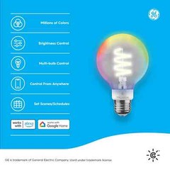 GE CYNC Smart G25 LED Globe Light Bulb Full Color Changing E26 Base