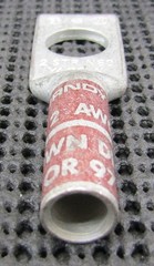 BURNDY YA2CN 1/2″ 2AWG 1-HOLE LONG-BARREL LUG – LOT OF 2 / NEW NO BOX