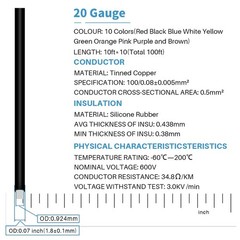 Silicone Wire Kit 10 Color 10 Ft Flexible 20 AWG Stranded Tinned Copper Wire