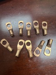 (LOT OF 10) 6 AWG Ring 3/8″ Hole Terminal Lug Bare Copper Un-insulated Gauge