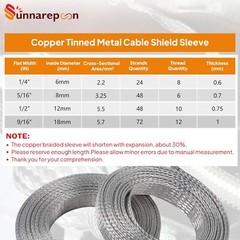 Tinned Copper Wire Shielding Sleeve, Expandable Ground Strap Wiring Sleeving Lot