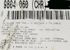 Belden 9804 28/2P Multi-Shielded Low Cap 100Ohm EIA RS-232 Instrumentation Cable