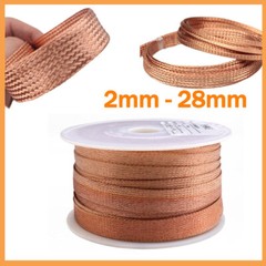 Flat Pure Copper Braid Cable Bare Copper Braid Wire Ground Lead 2mm – 28mm