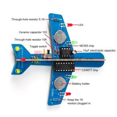 LED Flowing Light Aircraft Model Kit DIY Electronic Kit Circuit Toy Soldering