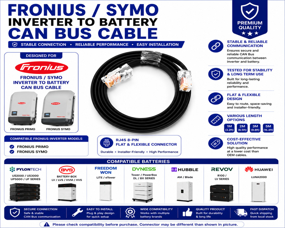 FRONIUS SYMO INVERTER TO BATTERY CAN CABLE FOR PYLONTECH BYD FREEDOM BATTERY