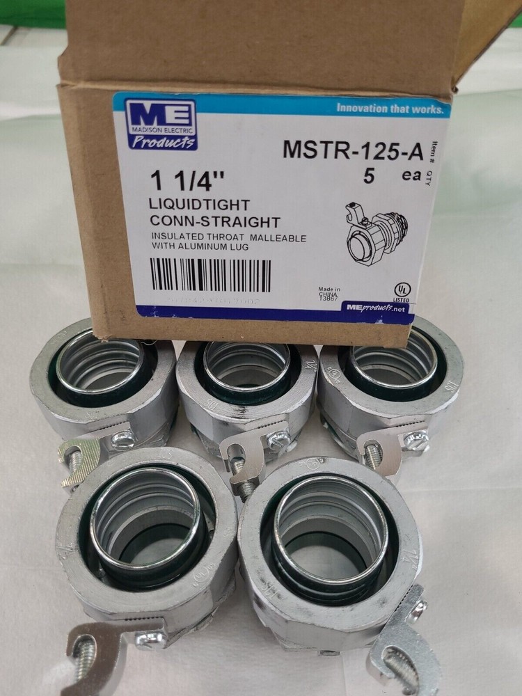 MADISON ELECTRIC MSTR-125-A-1-1/4″ CONDUIT L/T STRAIGHT MALE CONN w LUG-LOT OF 5