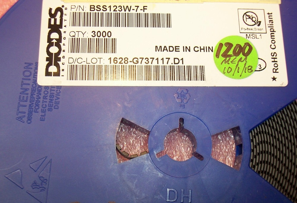 QTY (100) BSS123W-7-F DIODES INC SOT-323 SMD N-CHANNEL MOSFET 100V 170mA ROHS