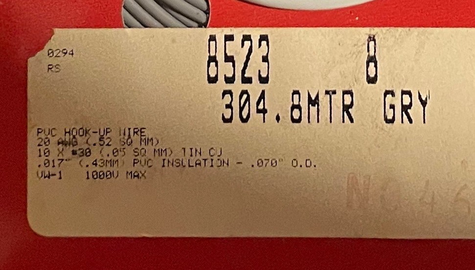 BELDEN 8523-08. Gray, 20Ga Hook up Wire, New 100 feet