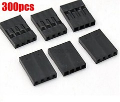 300Pcs 4P Dupont Jumper Wire Cable House Female Pin Connector 2.54MM Pitch ff