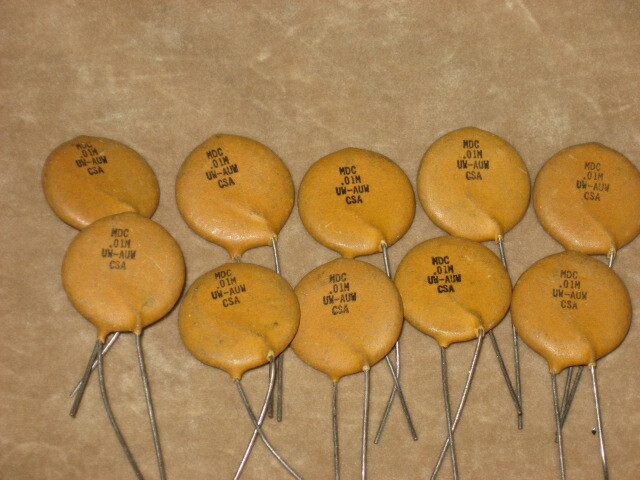 .01uf Disc Capacitors, MDC made, qty of 5