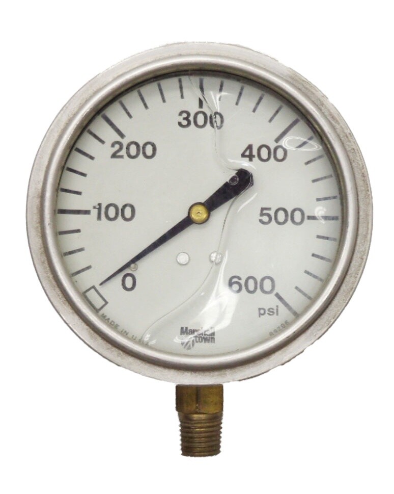 MARSHALLTOWN 89296 0-600PSI PRESSURE GAUGE 4″ DIA 1-1/4″ THICK 1/2″NPT