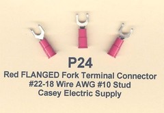 50 Red Insulated FLANGED Fork Spade Terminal Connector #22-18 Wire AWG #10 MOLEX
