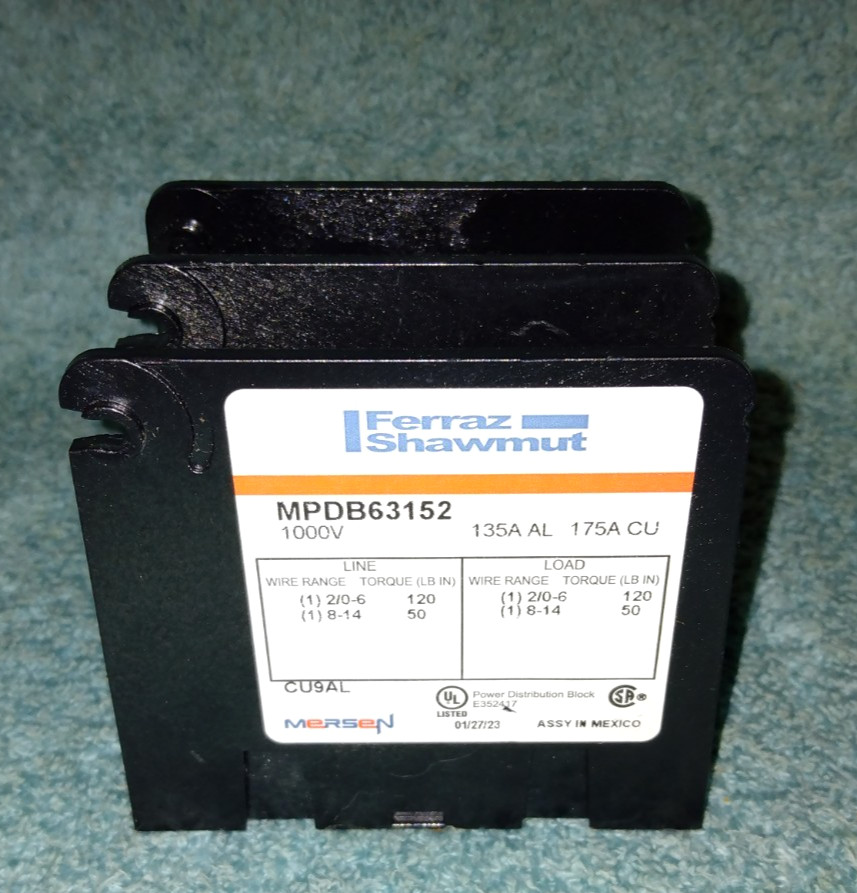 Mersen / Ferraz Shawmut MPDB63152 Power Distribution Block – Free Shipping