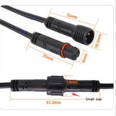 40cm Waterproof Male & Female Plug Wire Connector Cable Electrical Wire 2-8Pin