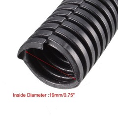 5 M 19×21 mm PVC Split Corrugated Conduit Tube for Garden,Office Black