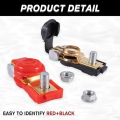 Car Battery Terminal Connector Kit, Pure Copper Positive and Negative Cable Ends