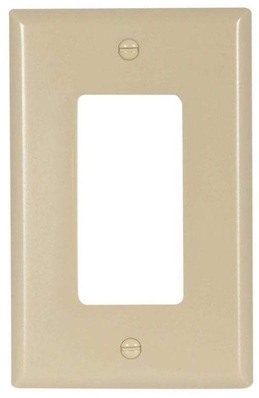 Arrow Hart 2051V,1-Gang, Ivory, Thermoset, 1-Decorator/GFCI, Mid, Wallplate, 1pc