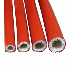 Silicone / Fibreglass Fire Sleeving Protective Heat Shield Sleeve Black/Red