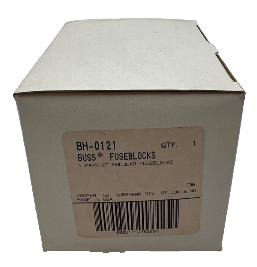 Buss BH-0121 Fuseblocks 1 Pair of Modular Fuseblocks 100A 700V 1/4 Stud Size New