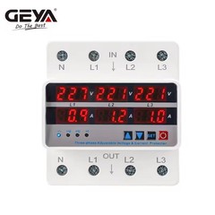 GEYA 3Phase 63A Over Under Voltage Current Protection Relay Protector AC220/380V