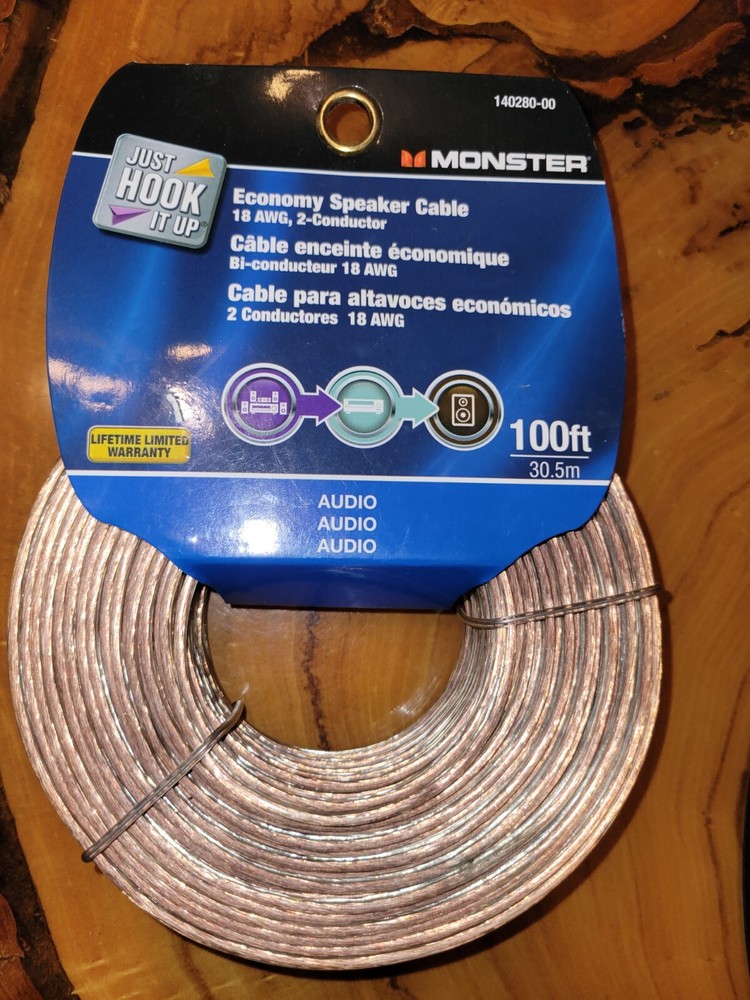 Monster Cable Speaker Wire Economy Grade 100 ‘ Bulk 18 AWG