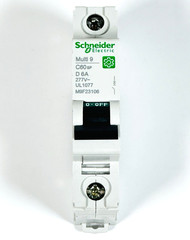 Schneider M9F23106 Multi 9 1P 6A 277V D-Curve Mini Circuit Breaker DIN Rail