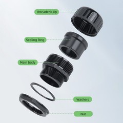IP68 Waterproof Nylon Corrugated Sleeve Tubing Compression Junction AD10-AD54.5