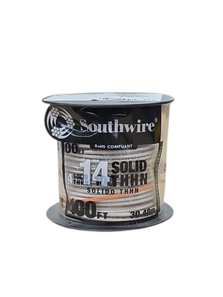 Southwire 100 ft. 14 White Solid CU THHN Wire