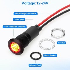 12mm 12 24V LED Indicator Light IP67 Waterproof Indicator Light Pilot Dash Head