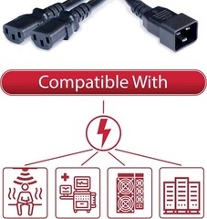 PSU Cord for L7 L9 S19 S19 pro S17 Dual Power Supply Cord C20 to Dual C13 – 1M