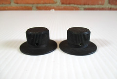 Pair Skirted Knobs Aluminum Test Equipment HAM 1 1/2″ Wide 3/4″ Tall