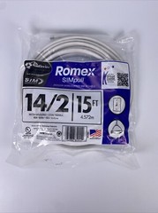 SOUTHWIRE ROMEX 15 FT. 14-2 SOLID WHITE INDOOR WHITE COPPER CABLE