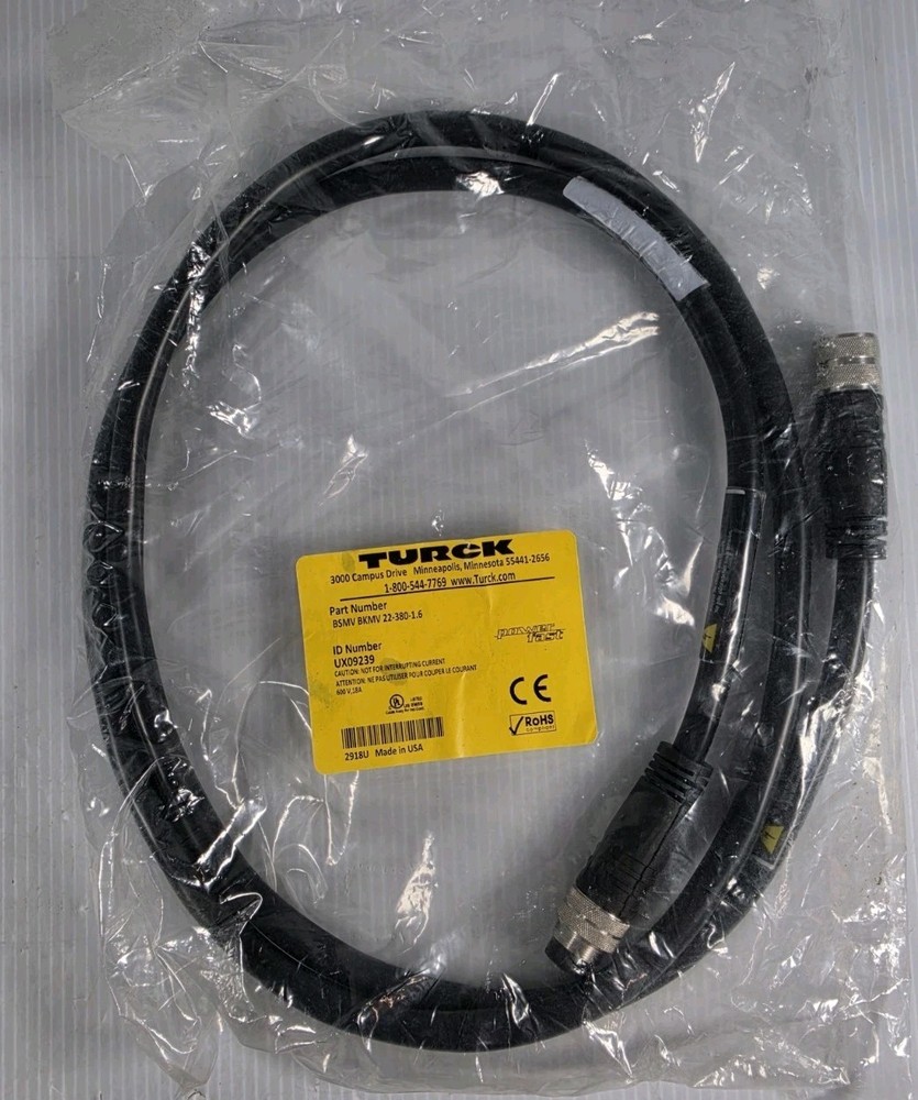 NEW Turck Double End Cord Set BSMV BKMV 22-380-1.6 UX09239