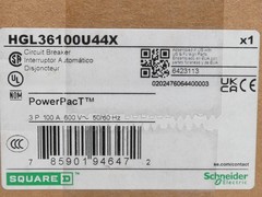 Square D HGL36100U44X Circuit Breaker 100A 3P 600VAC PowerPacT Schneider Elec…
