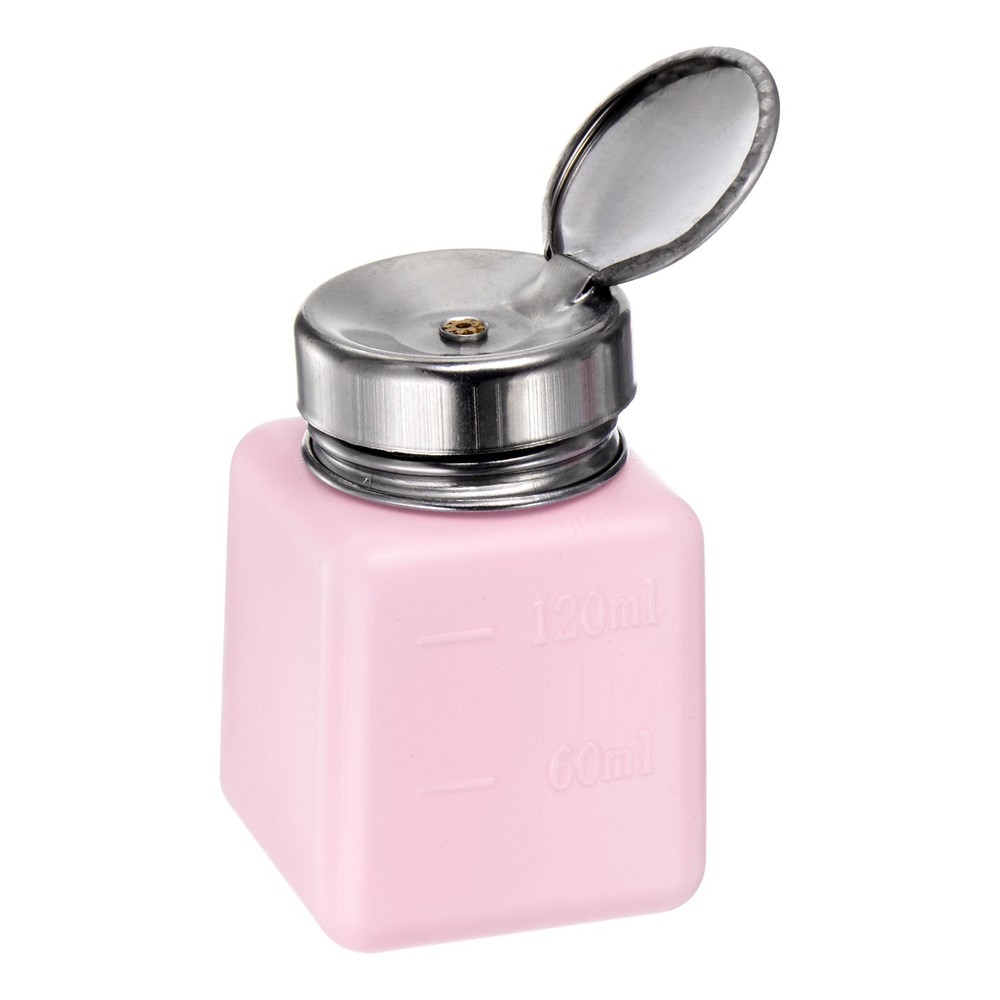 Solvent Alcohol Dispenser 120ml Push Down Liquid Dispenser Pump, Pink