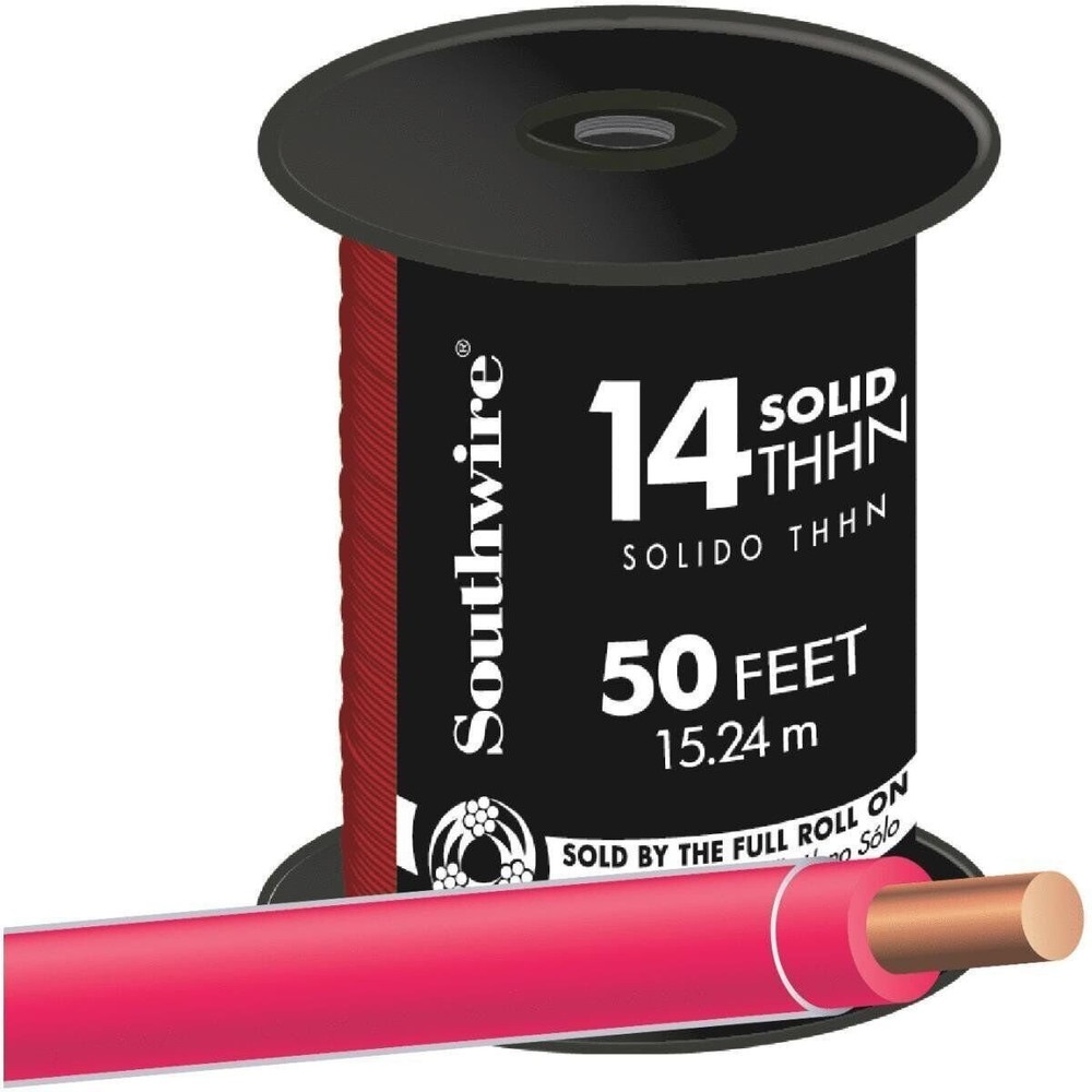 Southwire 50′ 14Sol Red Thhn Wire