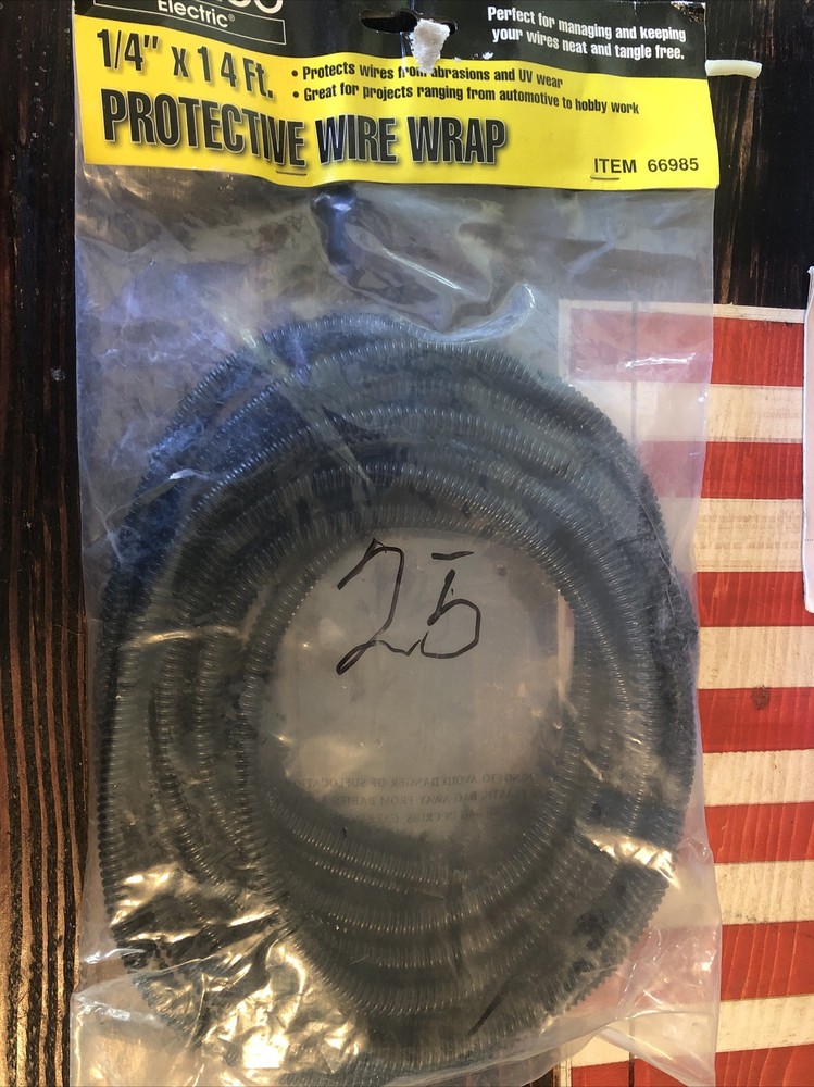 1/4″ diameter X 14 ft Protective Coil Black Loom Plastic Split Cable Cover