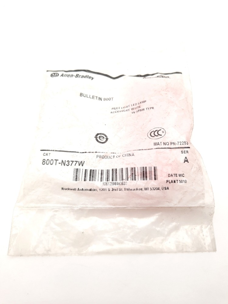 Allen Bradley 800T-N377W Lamp Bulb Pilot Light LED White 6V 30mm