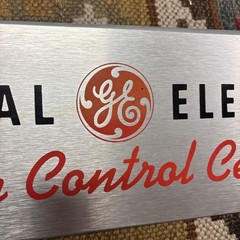 General Electric MCC Motor Control Center MCM Mid Century Signage Sign Aluminum