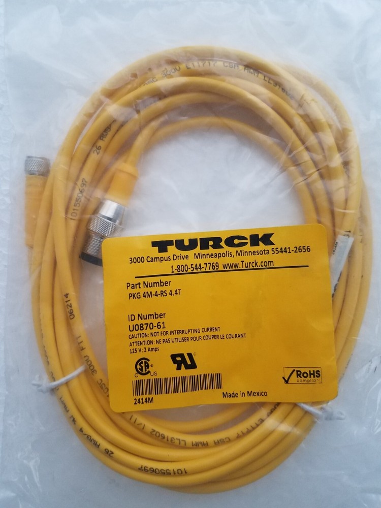 NEW TURCK PKG 4M-4-RS 4.4T CORDSET U0870-61 PKG4M4RS44T